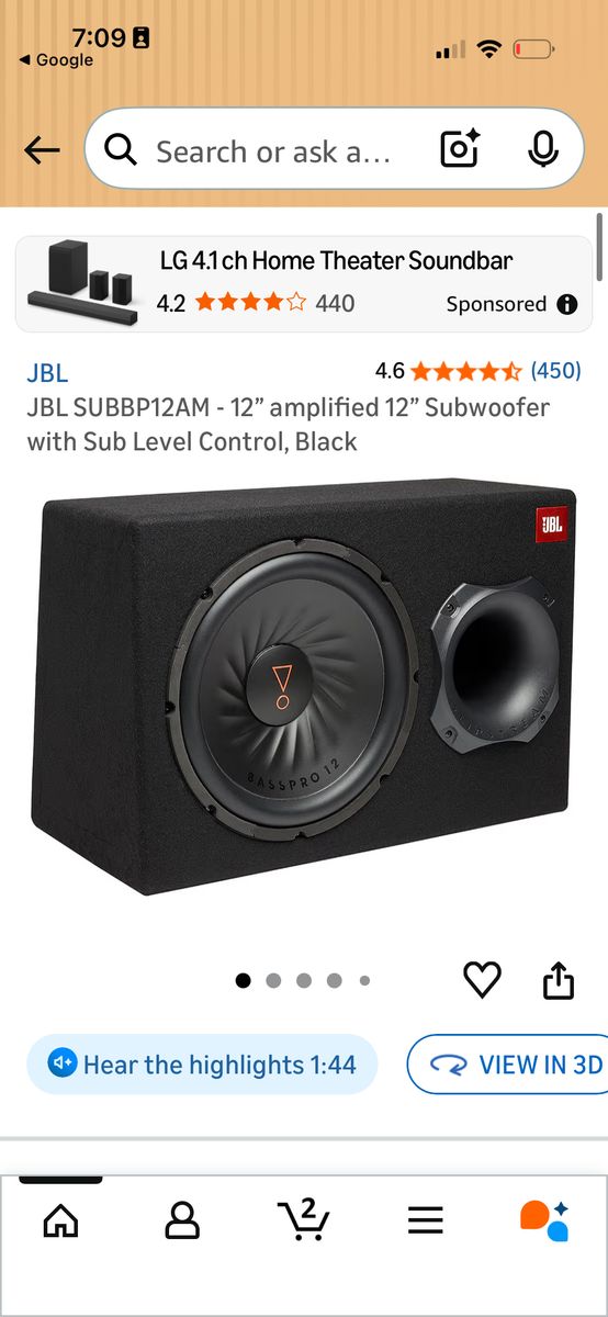 JBL BassPro 12 Subwoofer with Built-in Amp