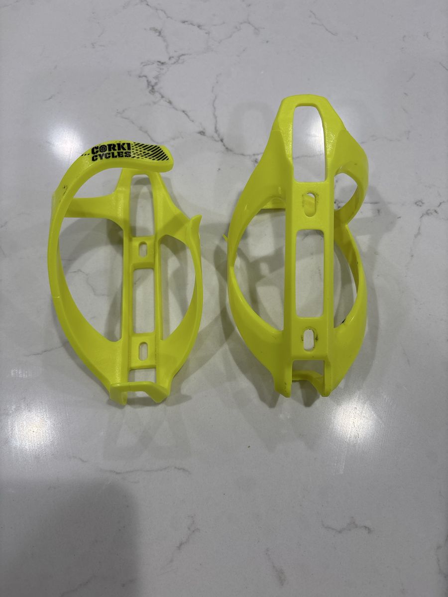 Corki Cycles Side Load Water Bottle Cages for Road, MTB, Gravel Bicycles - Lime Punch 2-Pack
