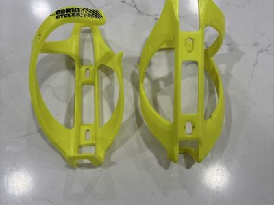 Corki Cycles Side Load Water Bottle Cages for Road, MTB, Gravel Bicycles - Lime Punch 2-Pack