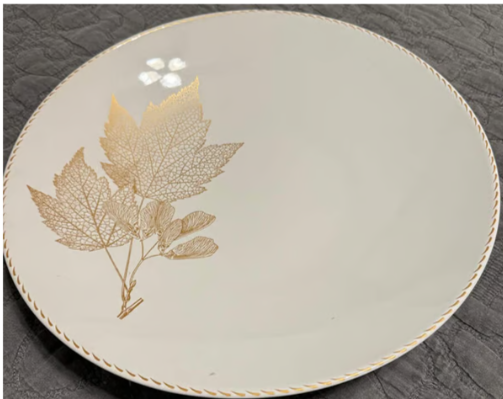 222 Fifth Gold leaves collection- 2 Wide Bowls and 2 oval platters