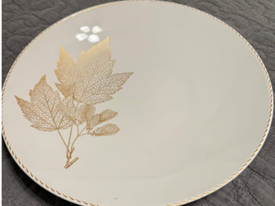 222 Fifth Gold leaves collection- 2 Wide Bowls and 2 oval platters