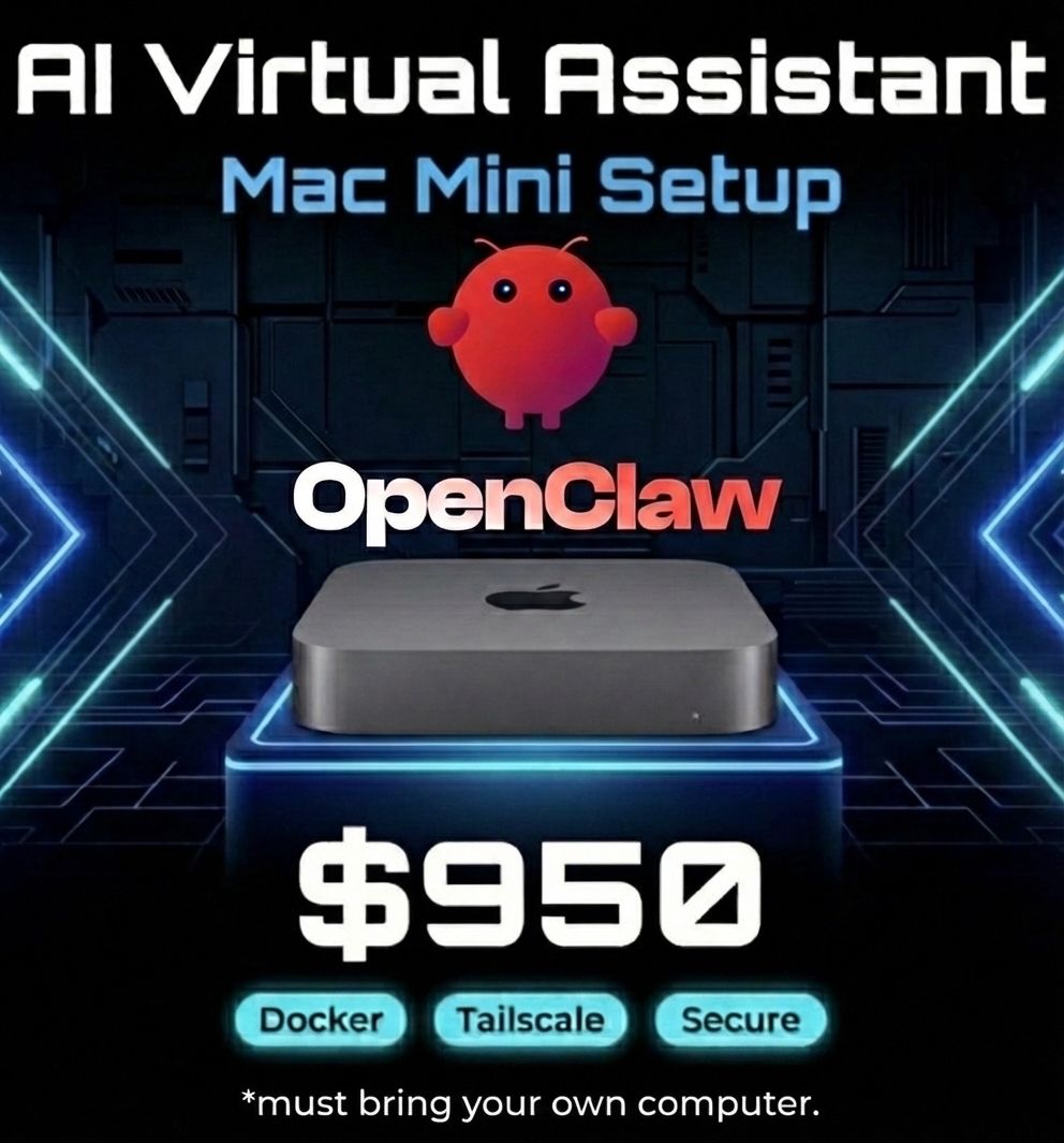 AI Virtual Assistant Setup Service - OpenClaw Mac Mini - Docker & Tailscale