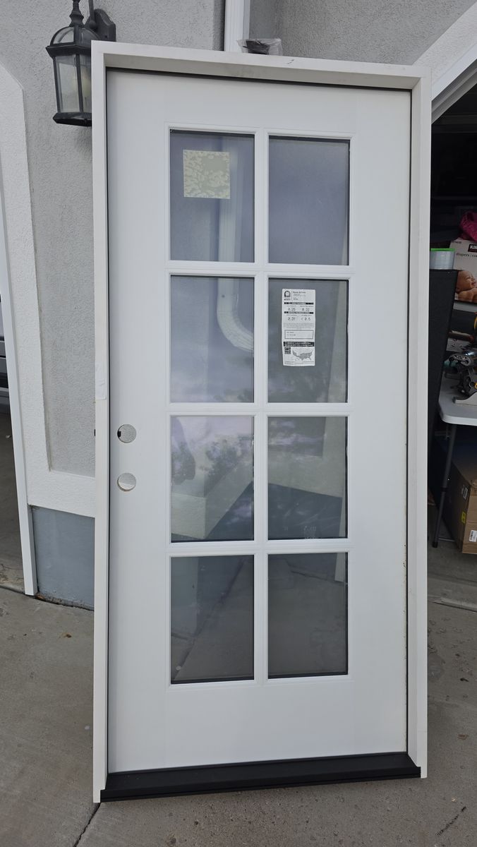 New Exterior Door with 8-Lite Glass Windows 