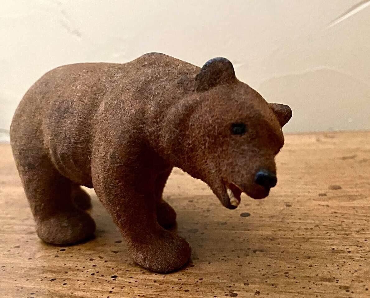 Vintage Wagner Kunstlerschultz Flocked Bear Cub Figurine - Made in Germany- Compare @ $79 - C PIX