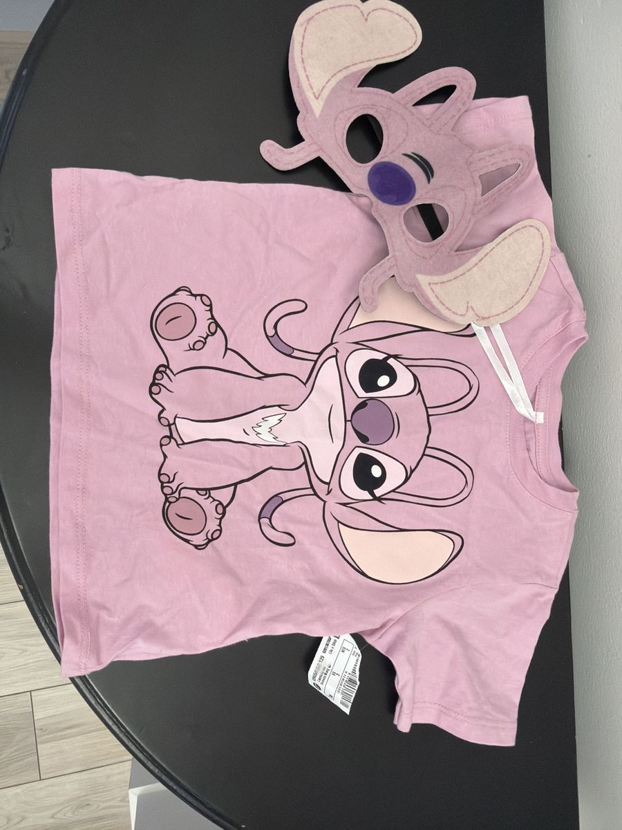 Disney Lilo & Stitch Angel Pink T-Shirt & Mask Set - Girls' Size 4-5Y, NWT