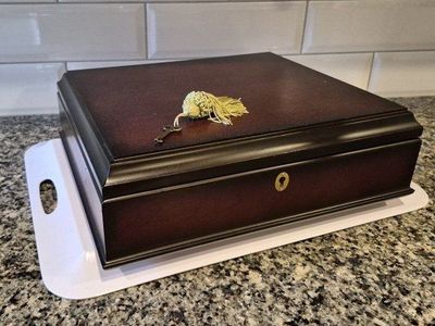 Wooden Storage Box with Keys and Tassel