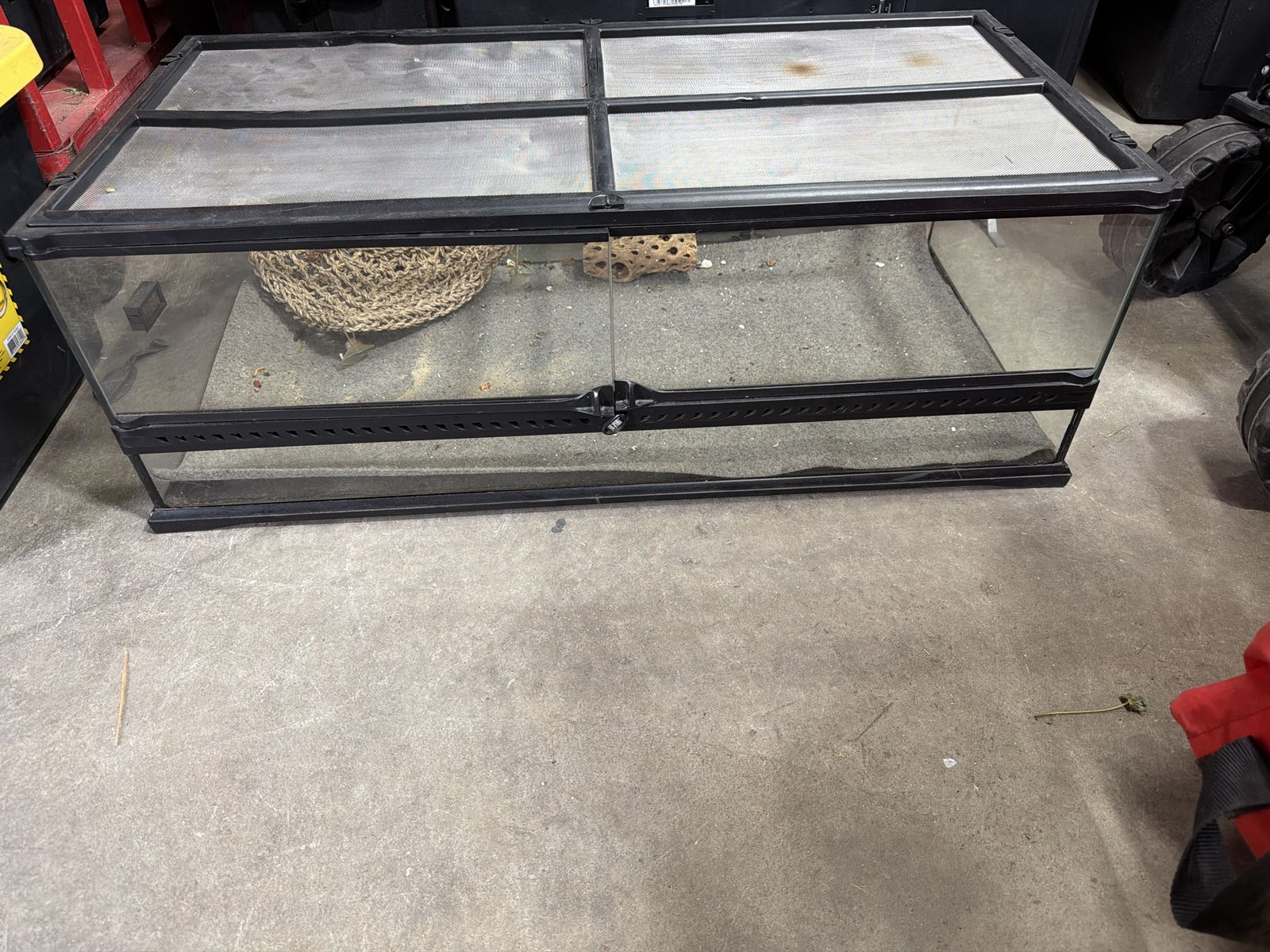Front-Opening Glass Reptile Terrarium Tank with Screen Top & Accessories