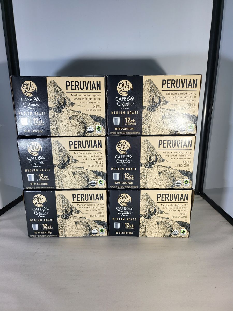 6 CAFE Olé Organics by H-E-B Peruvian Medium Roast Single Serve Coffee 72 Cups