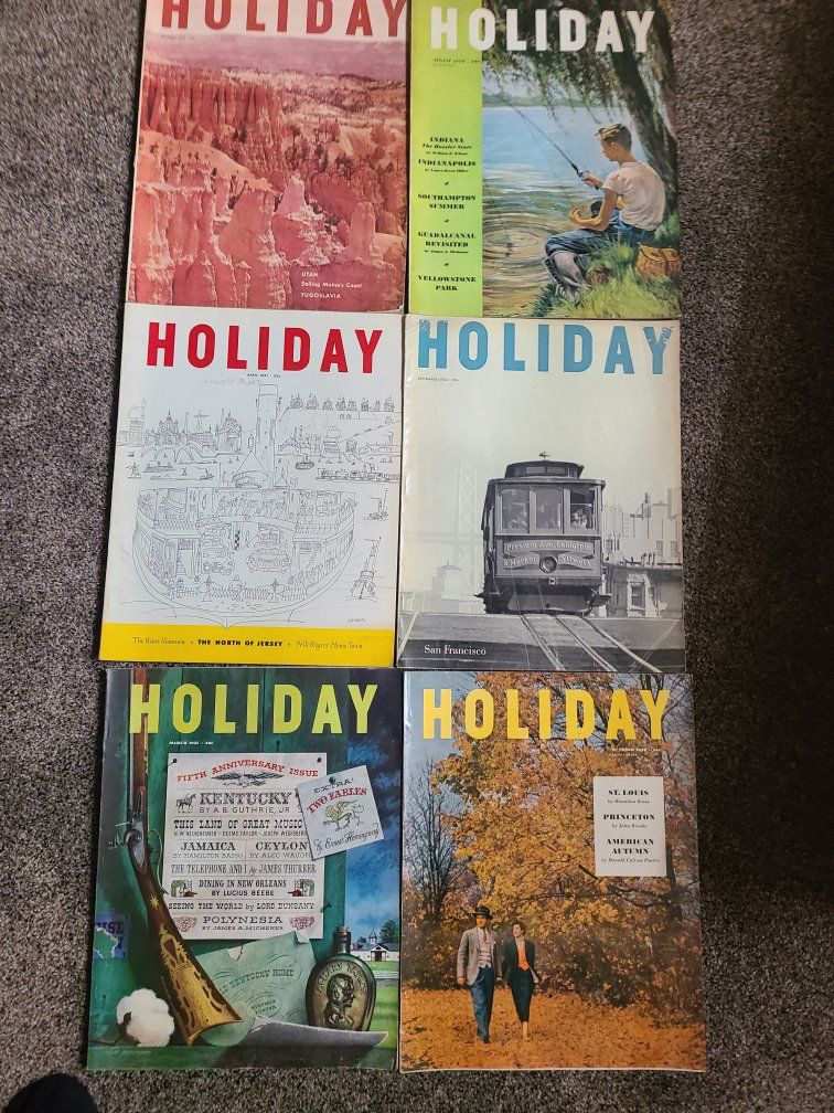Vintage Holiday Magazine Lot 1950s Travel Issues - March 1951, April 1951, August 1953, September 1953