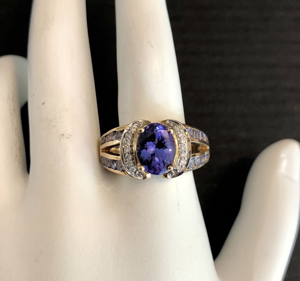 14K Gold With Royal Blue Tanzanite Ring