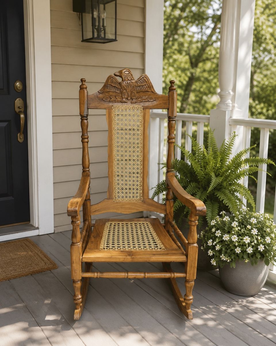 Wood carved eagle rocking chair
