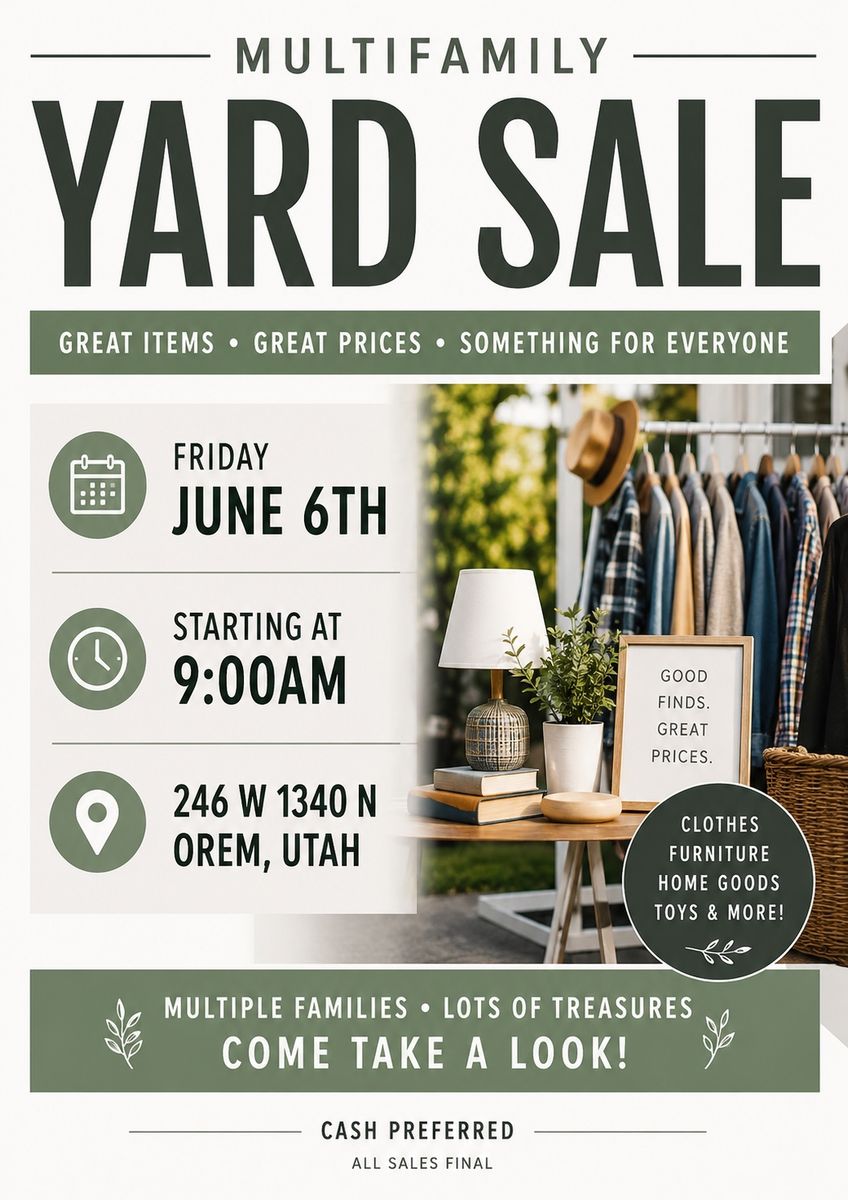 Multi-Family Yard Sale – Friday, June 6th at 9:00 AM