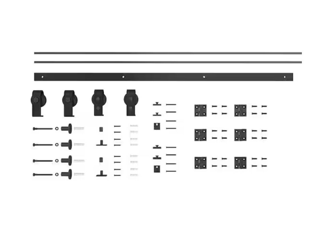 CALHOME 51 in. Black Double Bi-Fold Top Mount Sliding Barn Door Track and Hardware Kit