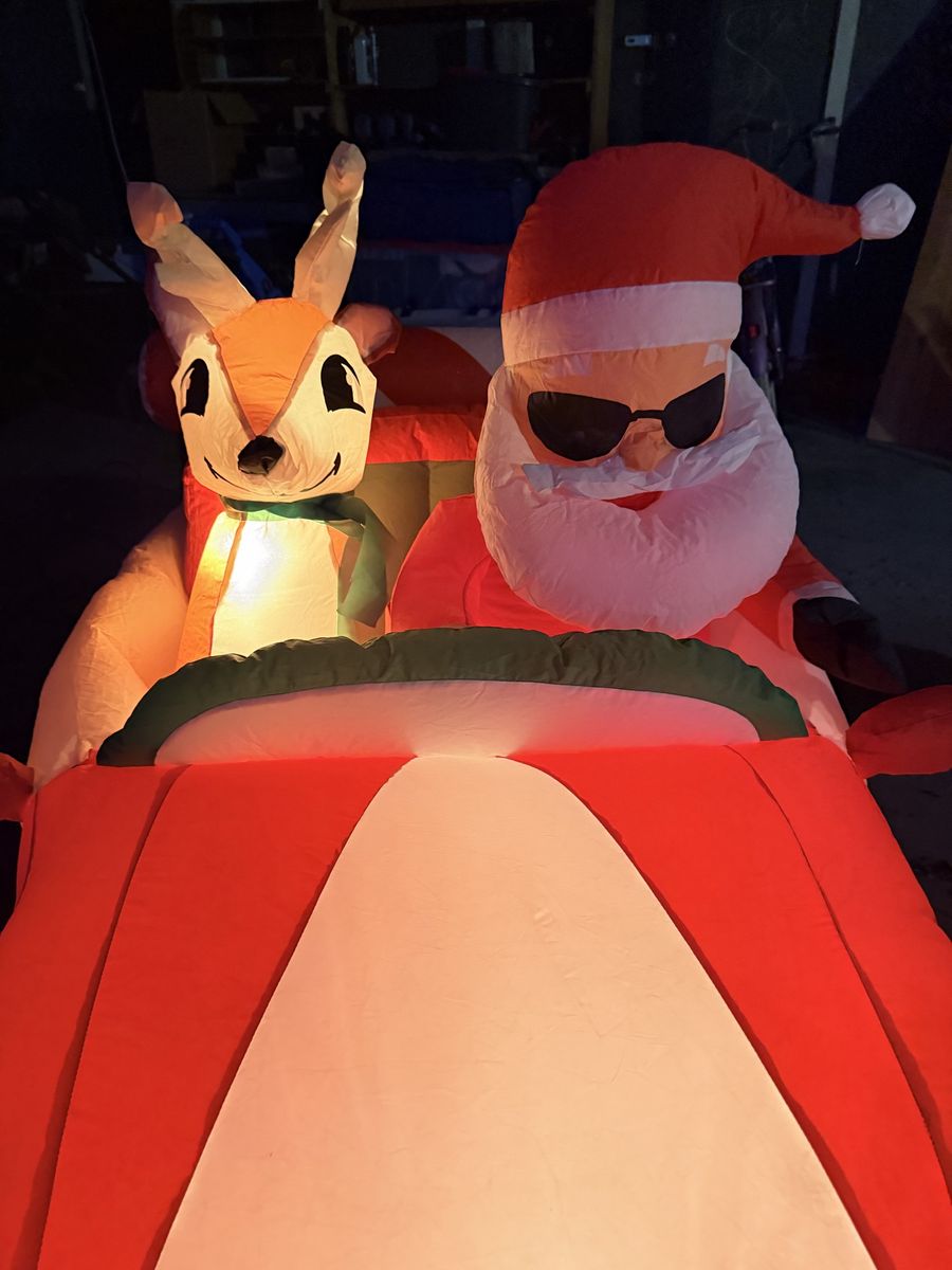 Christmas Inflatable Decor: Santa & Reindeer in Car & Nutcracker - Light-Up Outdoor Holiday Yard Art