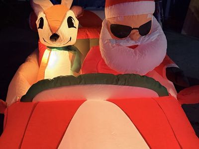 Christmas Inflatable Decor: Santa & Reindeer in Car & Nutcracker - Light-Up Outdoor Holiday Yard Art