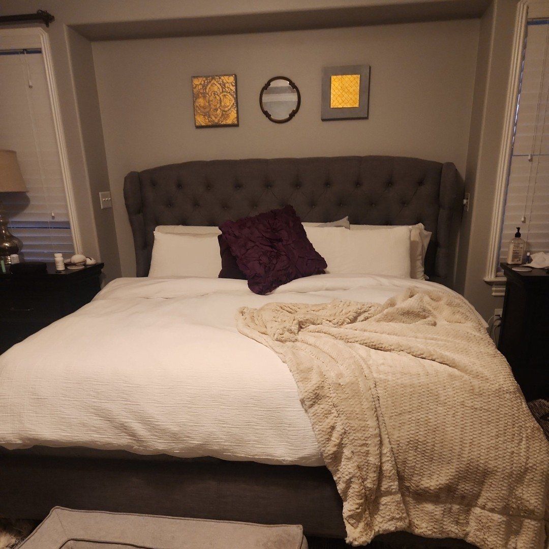 Gray Upolstered King Bed