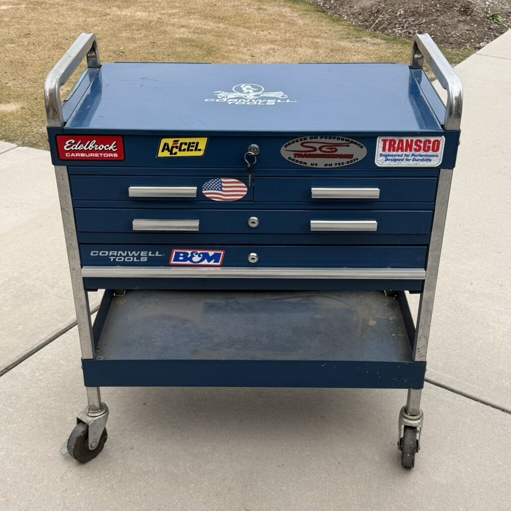 Cornwell Tool Cart Box Toolbox Blue Flip Top 4 Drw