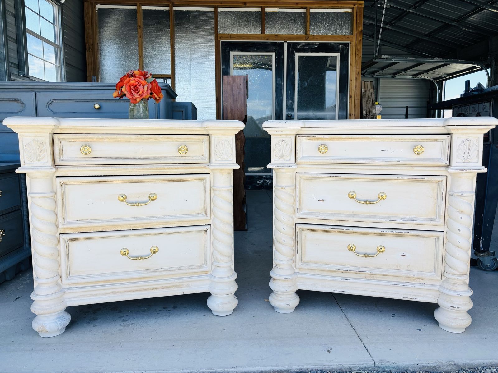 Big nightstand set 3 drawers each