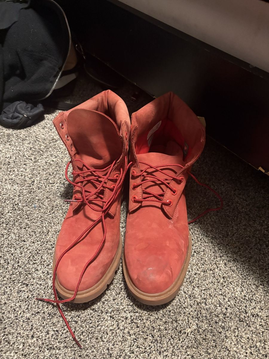 Timberland Men's Red Waterproof Suede Work Boots - US Size 10