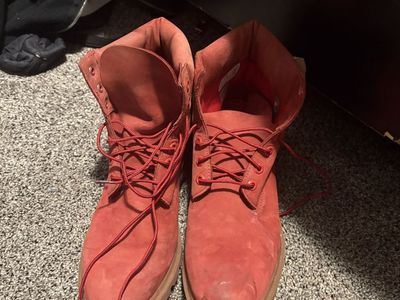 Timberland Men's Red Waterproof Suede Work Boots - US Size 10