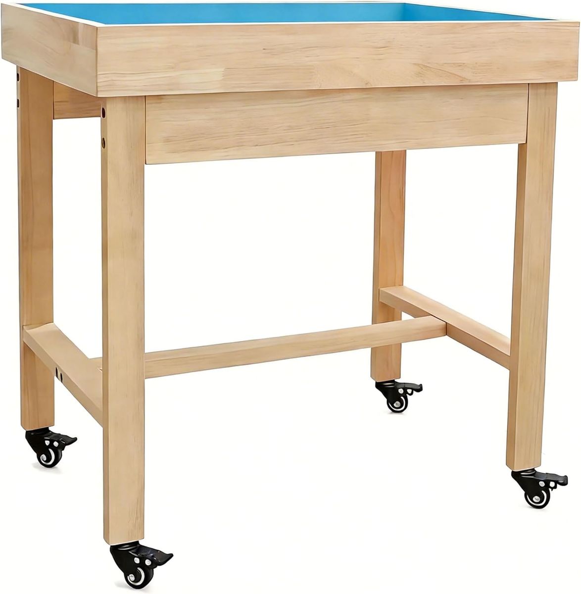Sensory Wooden Sand Tray Combo with Protective Lid and Lockable Wheels