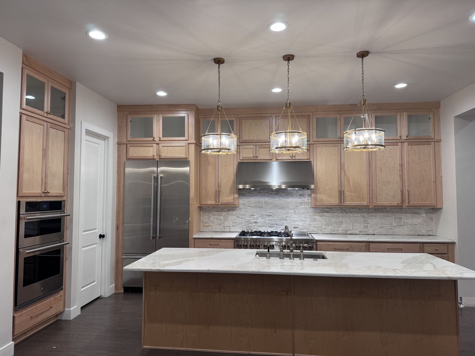 Light Wood Kitchen Cabinets & 3 Bathroom Vanities (Used)