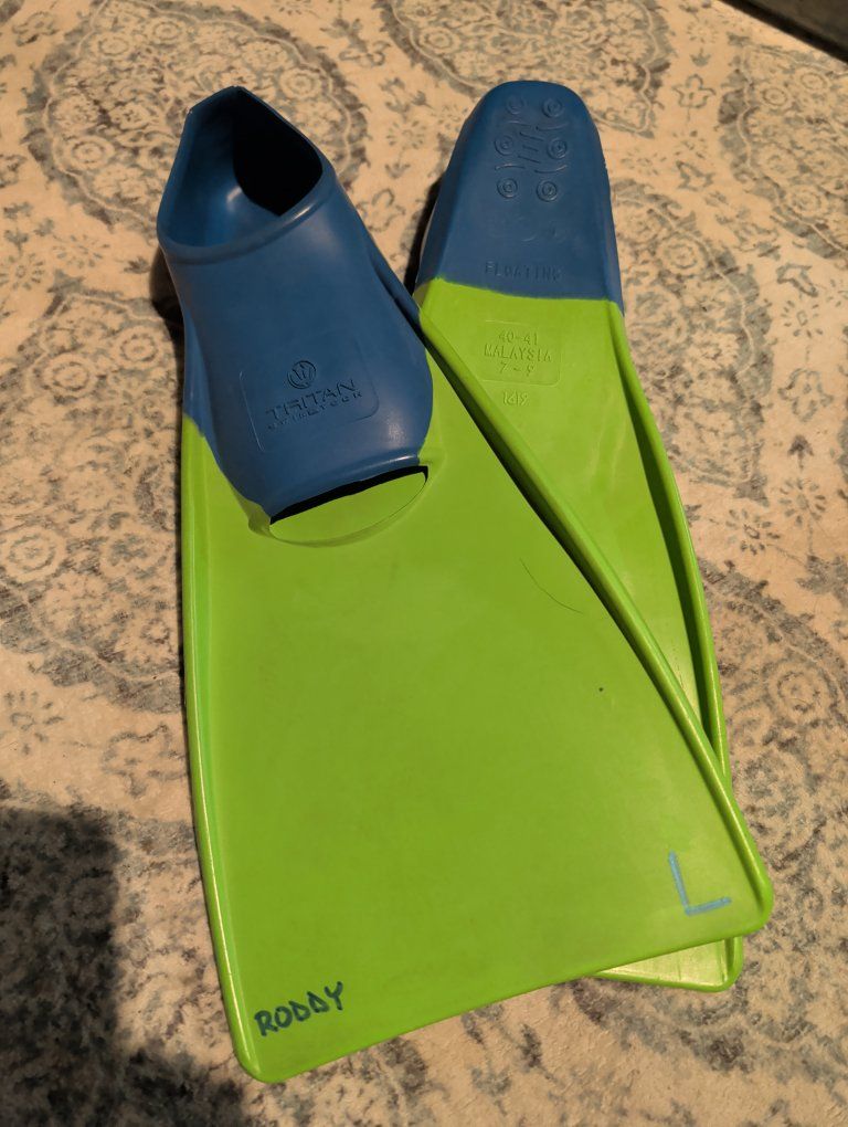 TRITAN Floating Swim Fins (Blue/Green) - Size 40-41 (US 7-9)