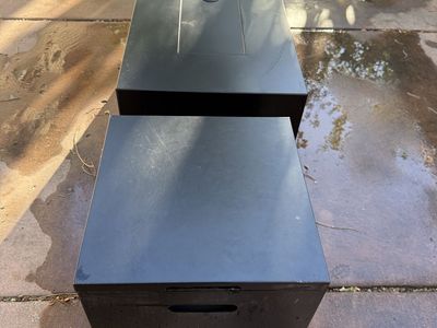 Black Outdoor Gas Fire Pit Table with Lid and Propane Tank Storage
