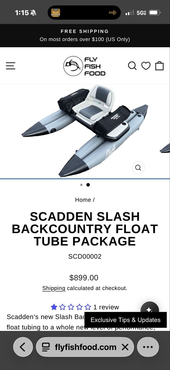 Scadden Slash Backcountry Float Tube Package Inflatable Fishing Pontoon Boat