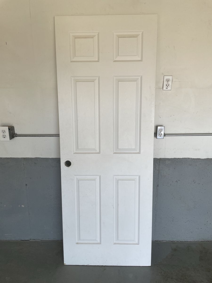 White 6-Panel Interior Door Slab - 30" W (right handed)