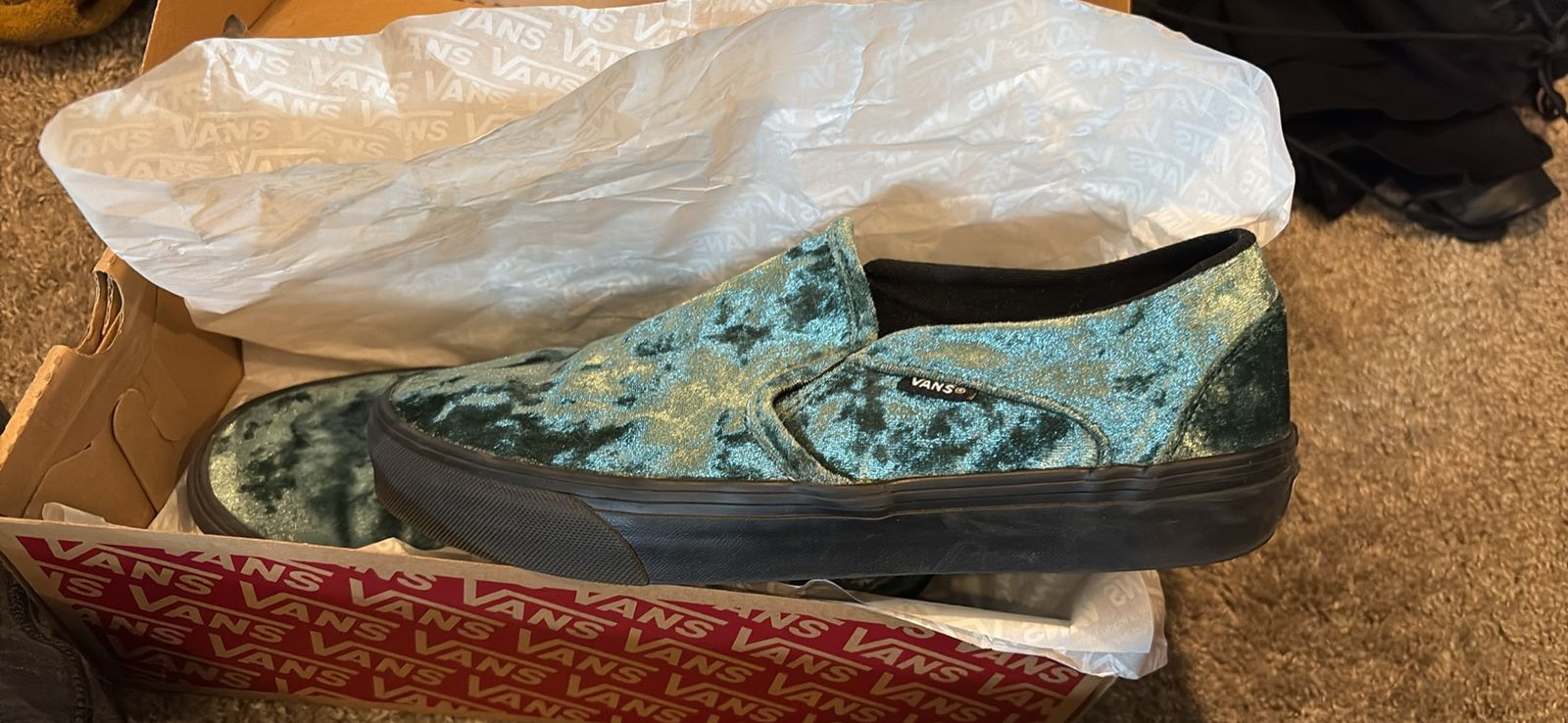 Green Velvet Vans