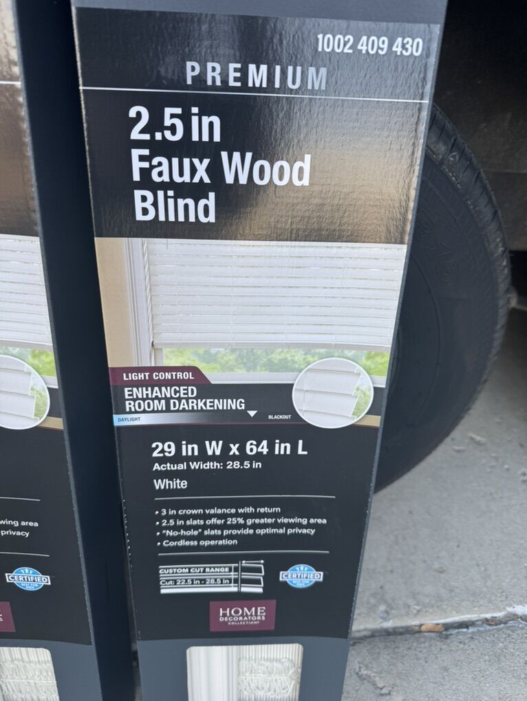 Home Decorations 2.5in Faux Wood Blind 29x64