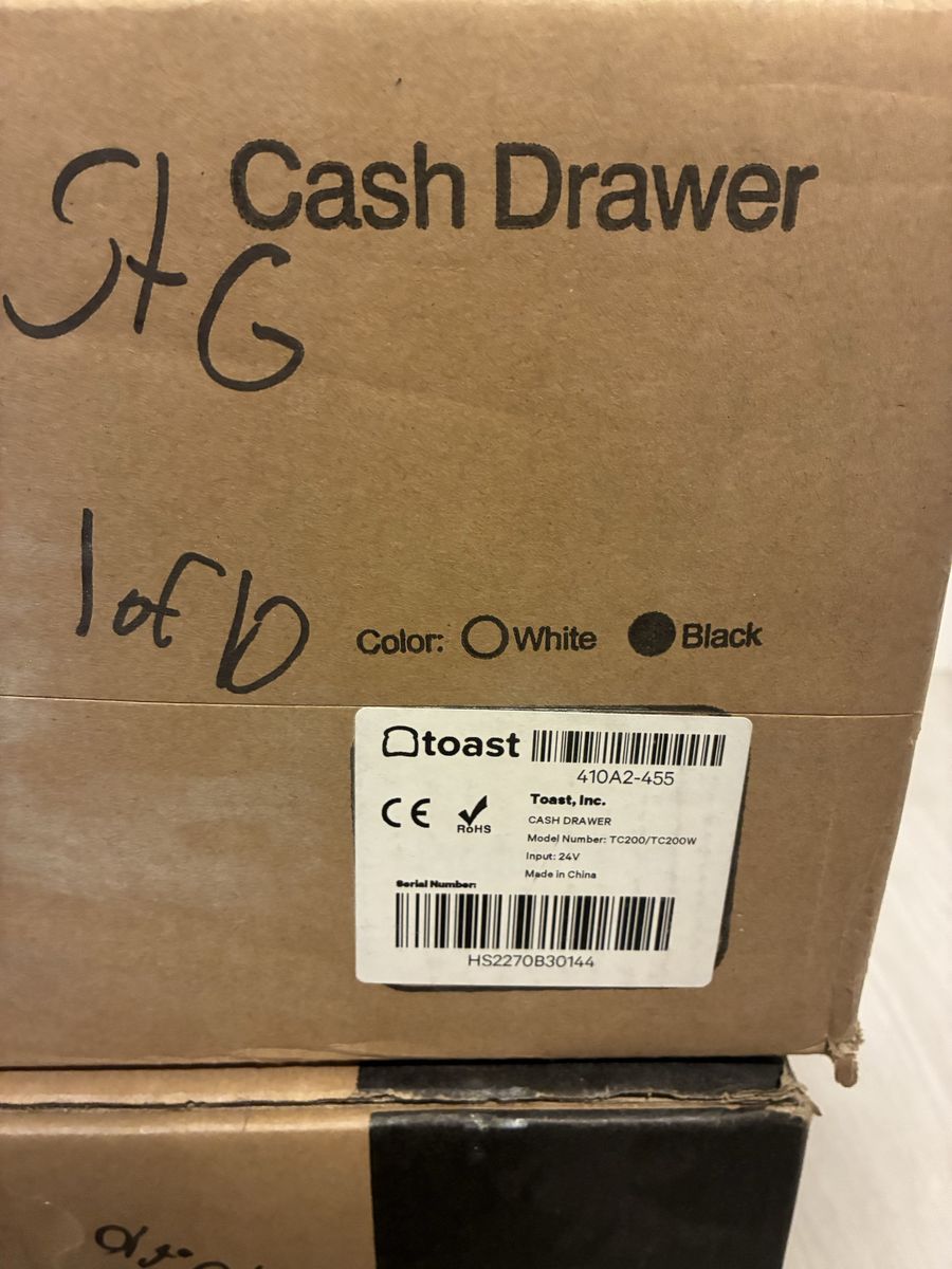 Toast TC200/TC200W Cash Drawer - Black, 24V Input - New in Box