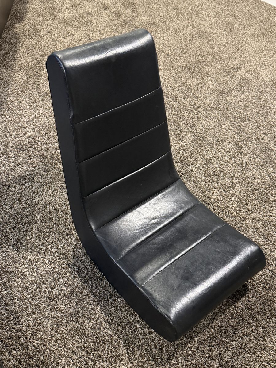 Pair of (2) Banana Black Faux Leather Floor Chair / Gaming Rocker