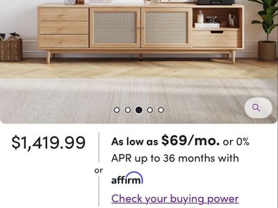 Brand new! 78 in full solid wood tv stand with rattan doors
