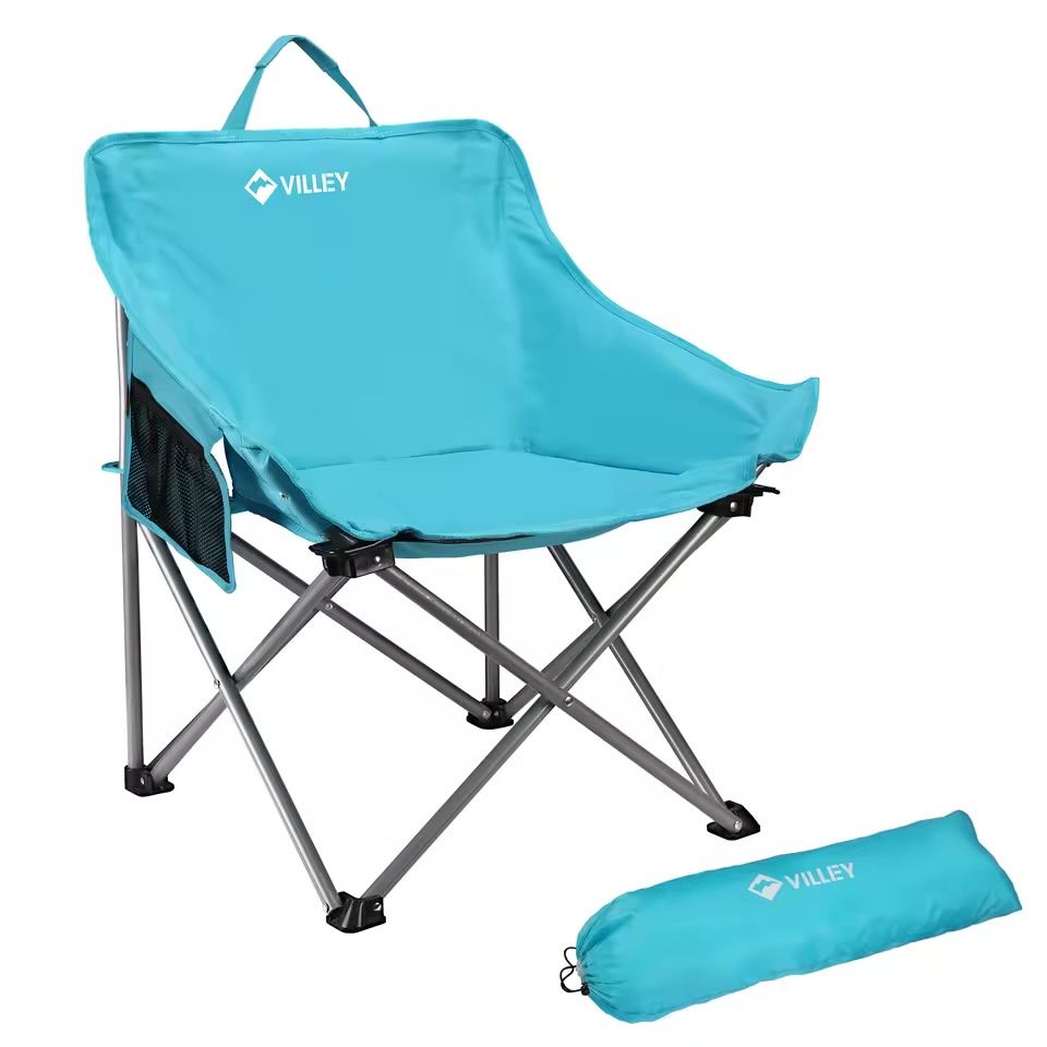 VILLEY Portable Camping Chair, Lightweight (5.5 lbs), 400 lbs Capacity, Blue, w/ Carry Bag
