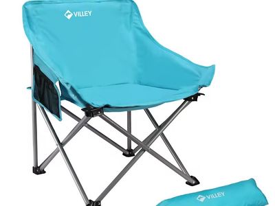 VILLEY Portable Camping Chair, Lightweight (5.5 lbs), 400 lbs Capacity, Blue, w/ Carry Bag