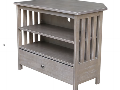 Mission Style Corner TV Stand Taupe Gray New In Box