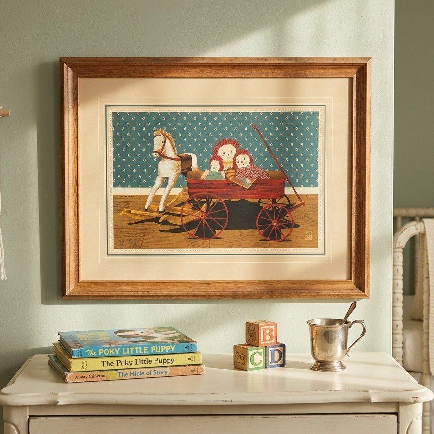 Vintage Raggedy Ann Andy Framed Canvas Art