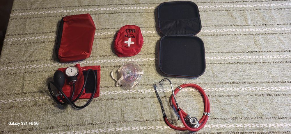 stethescope /blood pressure cuff / CPR mask