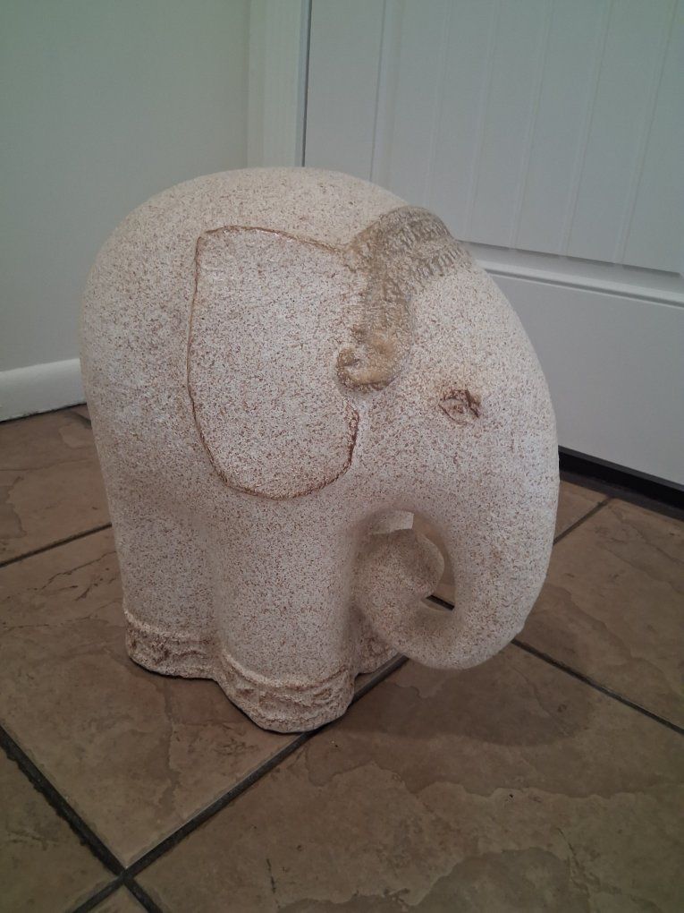 Elephant Decorative Statue Figurine - Textured Ceramic/Stone-Look Accent