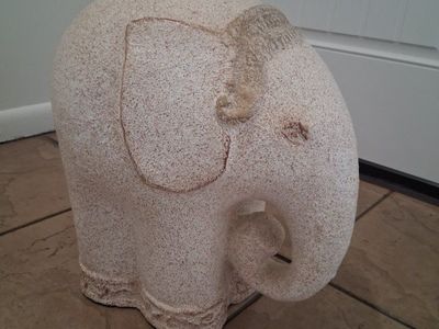 Elephant Decorative Statue Figurine - Textured Ceramic/Stone-Look Accent