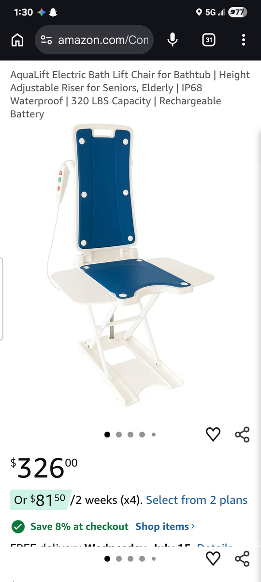 AquaLift Electric Bath Lift Chair for Bathtub