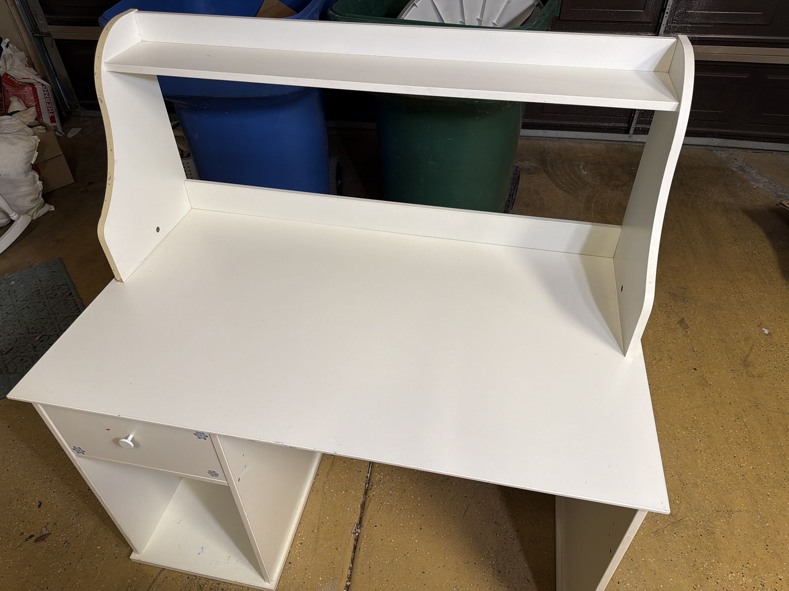 White Kids' Desk with Hutch & Storage - Compact Study/Play Table