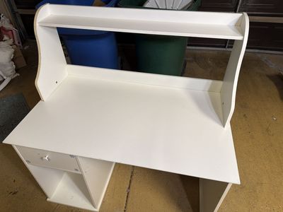 White Kids' Desk with Hutch & Storage - Compact Study/Play Table