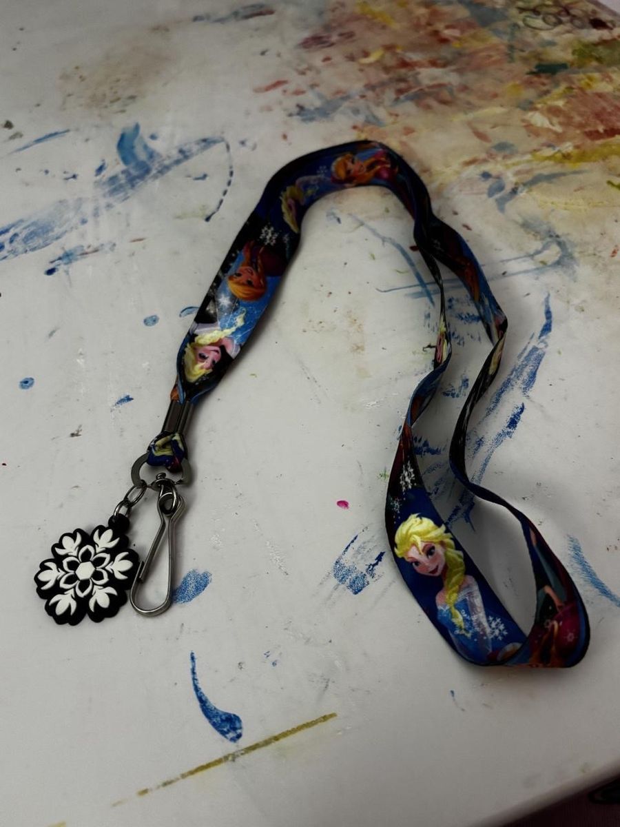Disney Frozen Elsa & Anna Character Lanyard with Snowflake Charm