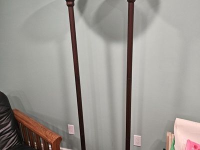 Pair of Bronze Torchiere Floor Lamps with Frosted Glass Shades