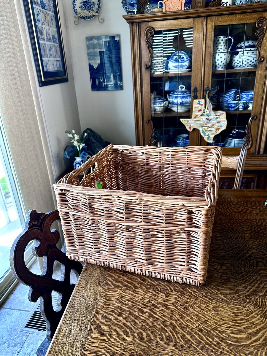 Wicker Storage Basket Rectangular Organizing Bin