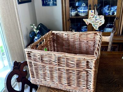 Wicker Storage Basket Rectangular Organizing Bin