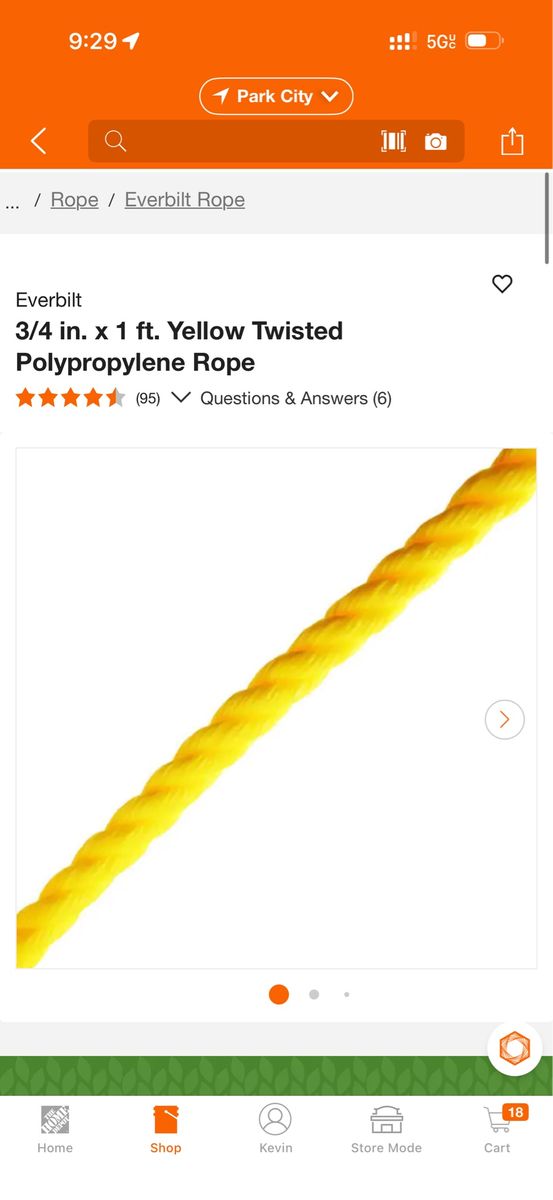 50' of 3/4" Rope & Heavy Duty Hook